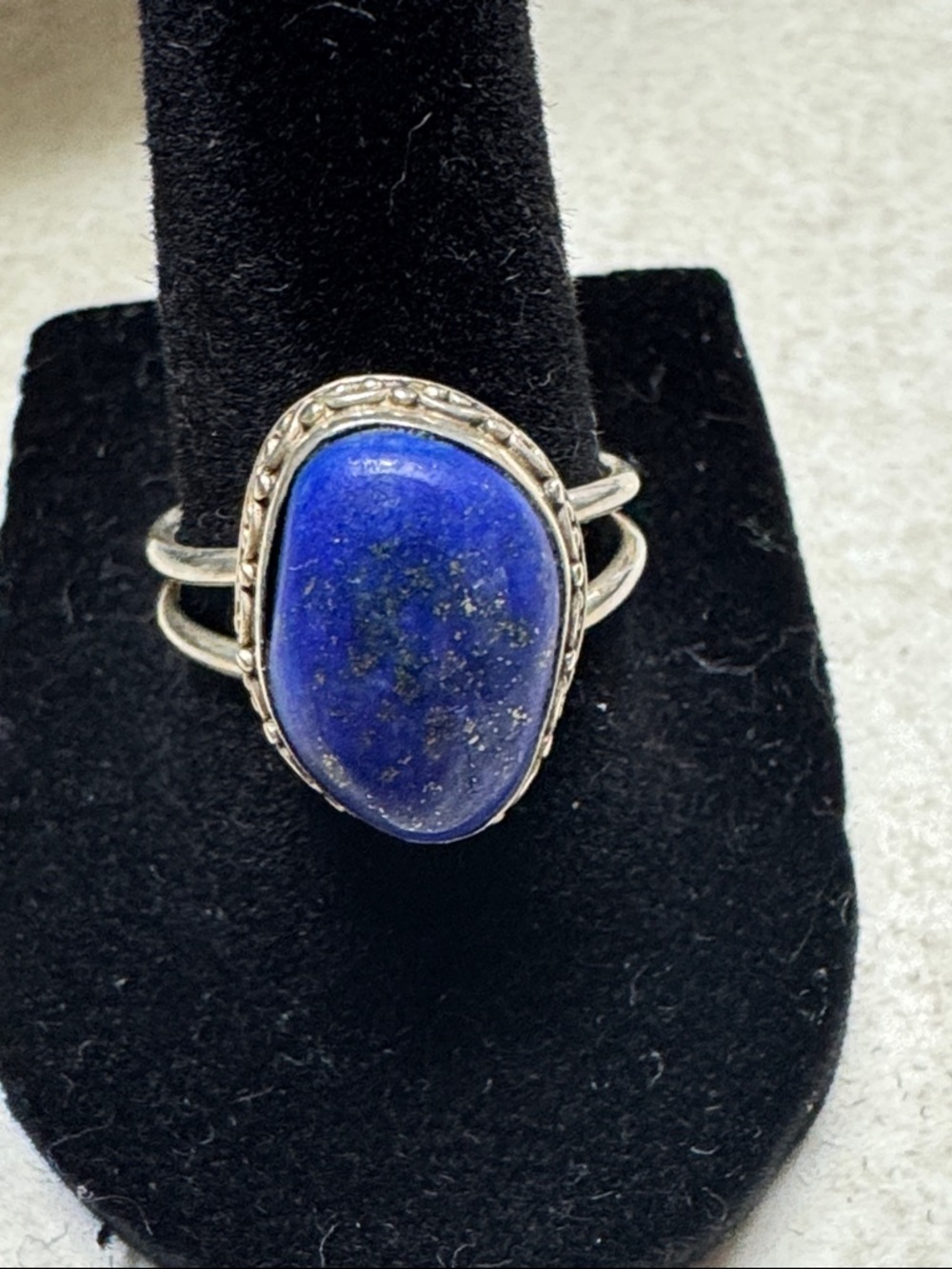 Sterling Silver Lapis Lazuli Statement Ring - Blue